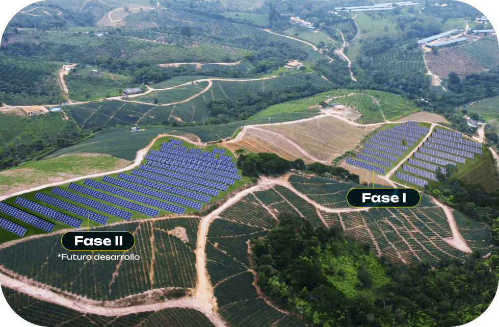 Vista aérea de la granja solar Good Energy